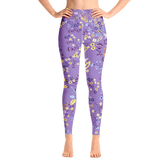High Waist Yoga Leggings in Purple Garden